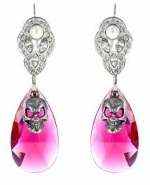 Mawi Red Teardrop Skull Earrings